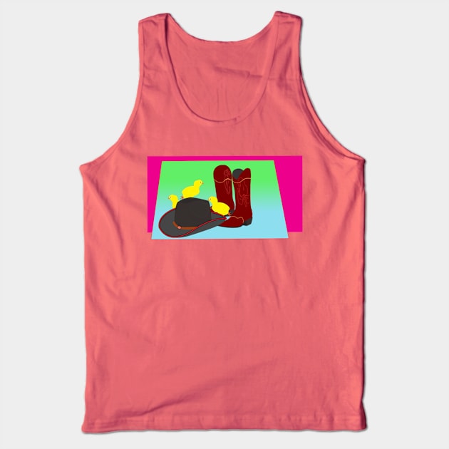 Cowboy boots, hat and chicken Tank Top by momomoma
